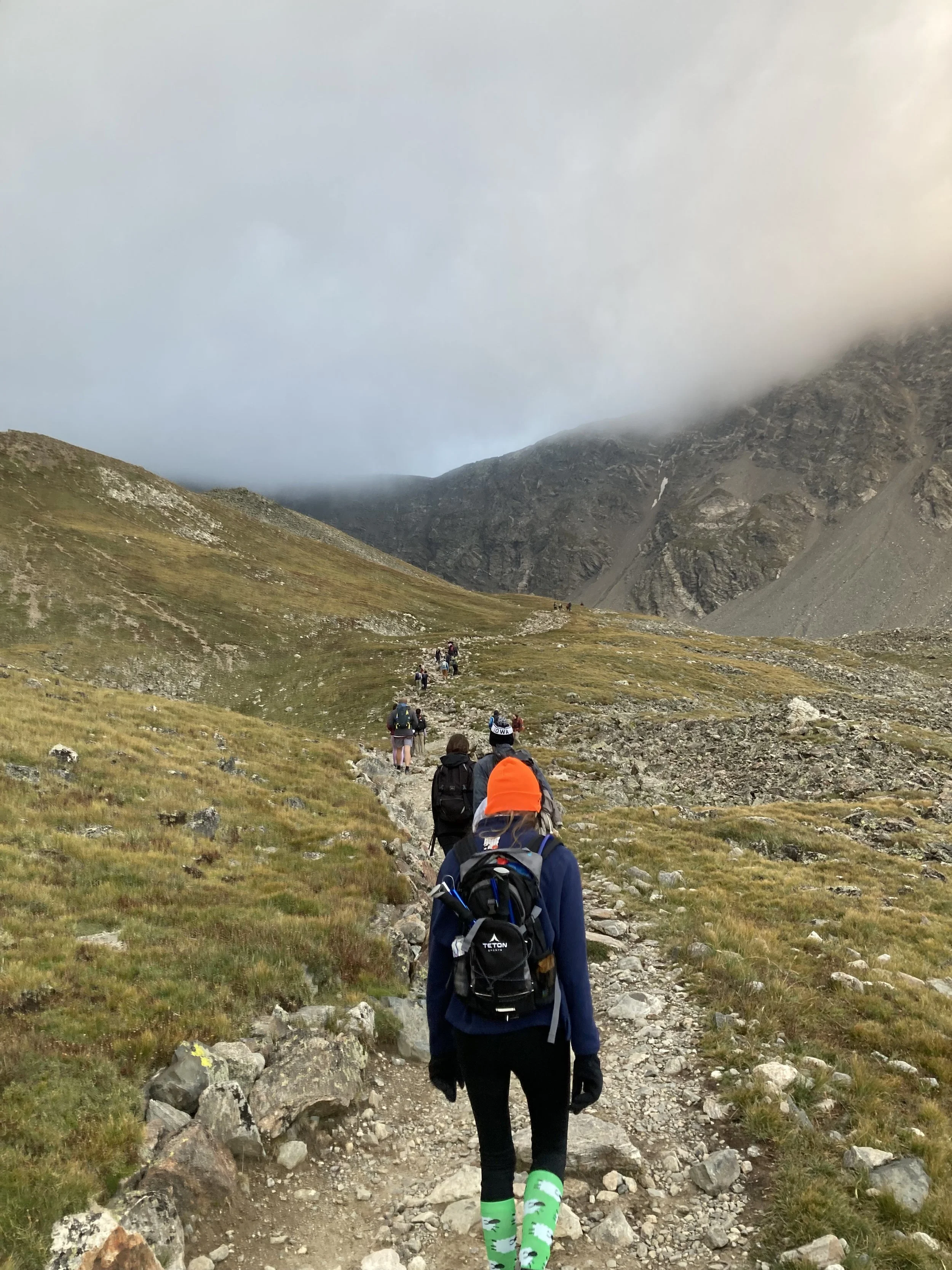 Hiking trail in alpine pass